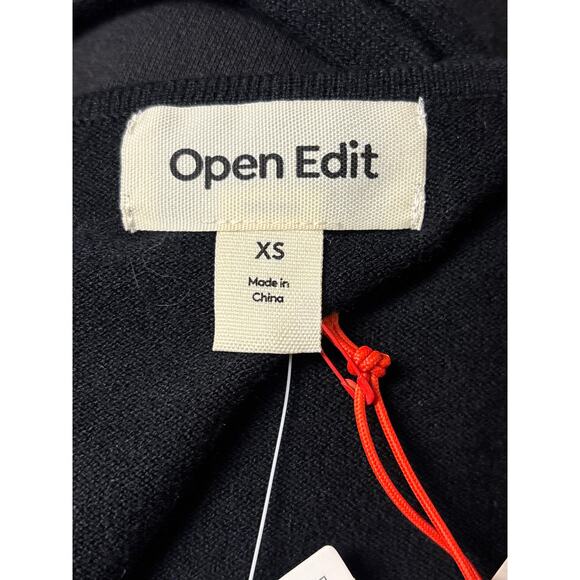 Open Edit Wrap Top Size XS Black Long Sleeves Tie Back Crop Solid Whimsygoth - Picture 3 of 4